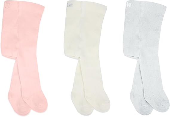 Baby Mädchen Strumpfhosen Weiche Bio-Baumwolle Tights Grau/Weiß/Rosa