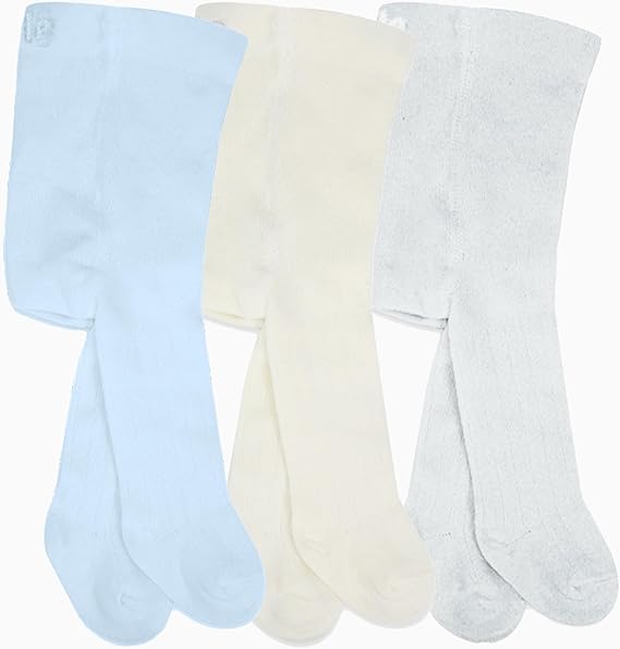 Baby Mädchen Strumpfhosen Weiche Bio-Baumwolle Tights Grau/Weiß/Blau