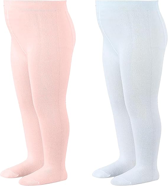 Bio-Baumwolle Leggings Kinder Strumpfhose Neugeborene 2 Stück Rose-Weiß