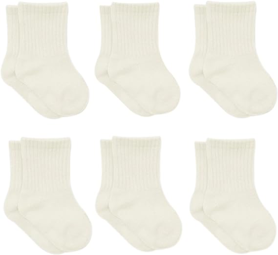 Baby Grip Knöchel Bio-Baumwolle Socken 6 Paar Ecru