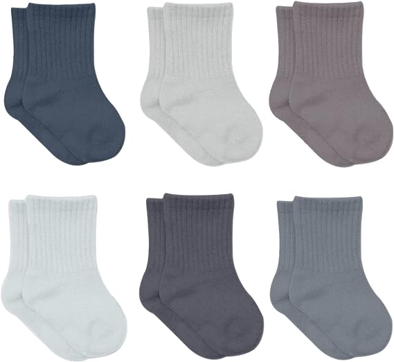 Baby Grip Knöchel Bio-Baumwolle Socken 6 Paar Anthrazit