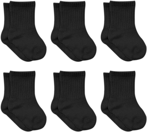 Baby Grip Knöchel Bio-Baumwolle Socken 6 Paar Schwarz