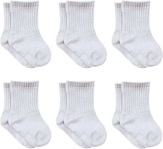 Baby Grip Knöchel Bio-Baumwolle Socken 6 Paar Graue Melange